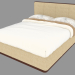 3D modeli Doğal ahşap taban ile çift kişilik yatak - önizleme