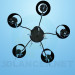 3d model Dark chandelier with glass spirals - preview