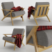 3d lounge_armchair_with_pouf (Wooden lounge chair with pouf) model buy - render