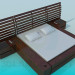 3d model Double bed with backtop - preview