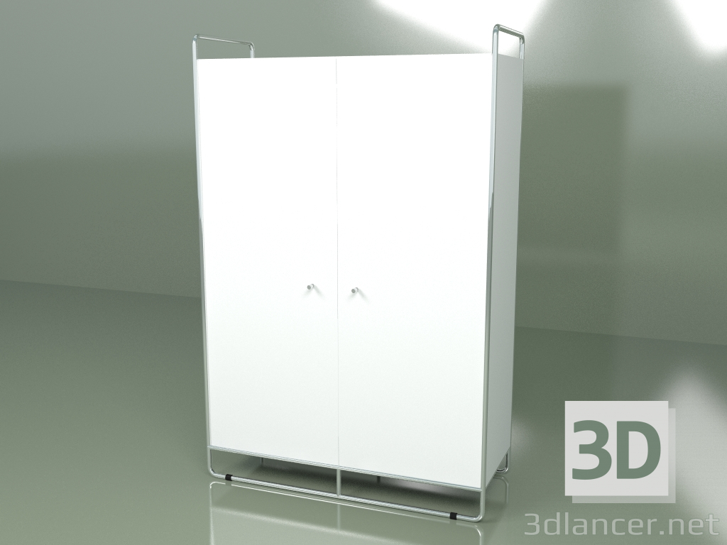 3d model Large wardrobe (white) - preview