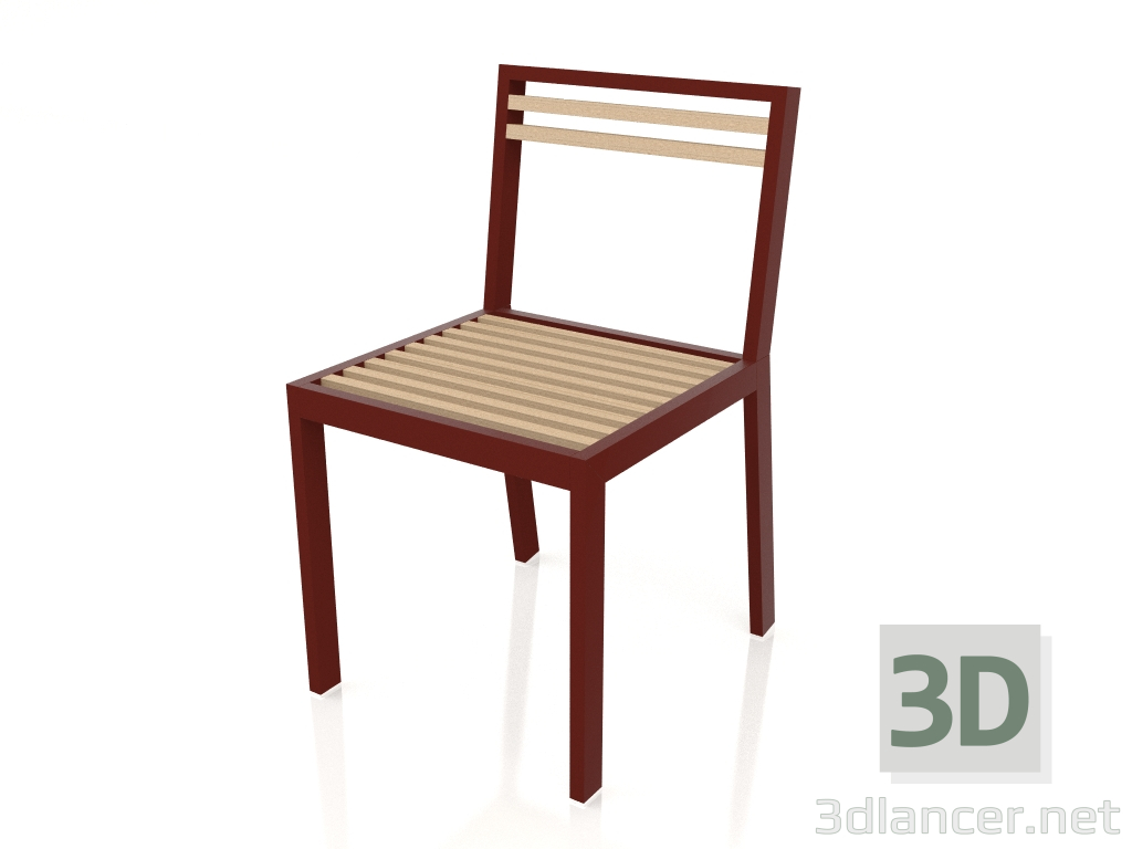 modèle 3D Chaise de salle à manger (rouge vin) - preview