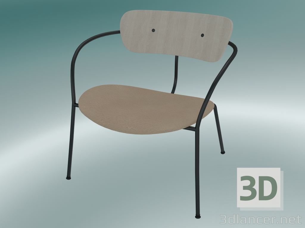 3d model Pabellón de la silla (AV6, H 70cm, 65x69cm, Roble lacado, Cuero - Anilina de seda) - vista previa