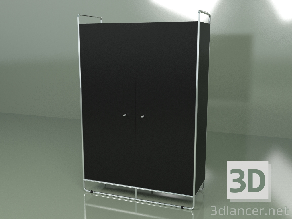 3D Modell Großer Kleiderschrank (schwarz) - Vorschau