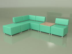 Modulares Sofa Malta (Set 2, Grünes Leder)