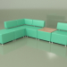 3d model Modular sofa Malta (Set 2, Green leather) - preview