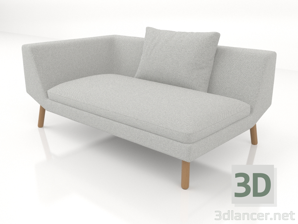 3d model End sofa module 156 with an armrest on the left (wooden legs) - preview