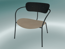Chair Pavilion (AV6, H 70cm, 65x69cm, Rovere tinto nero, Pelle - Anilina di seta)