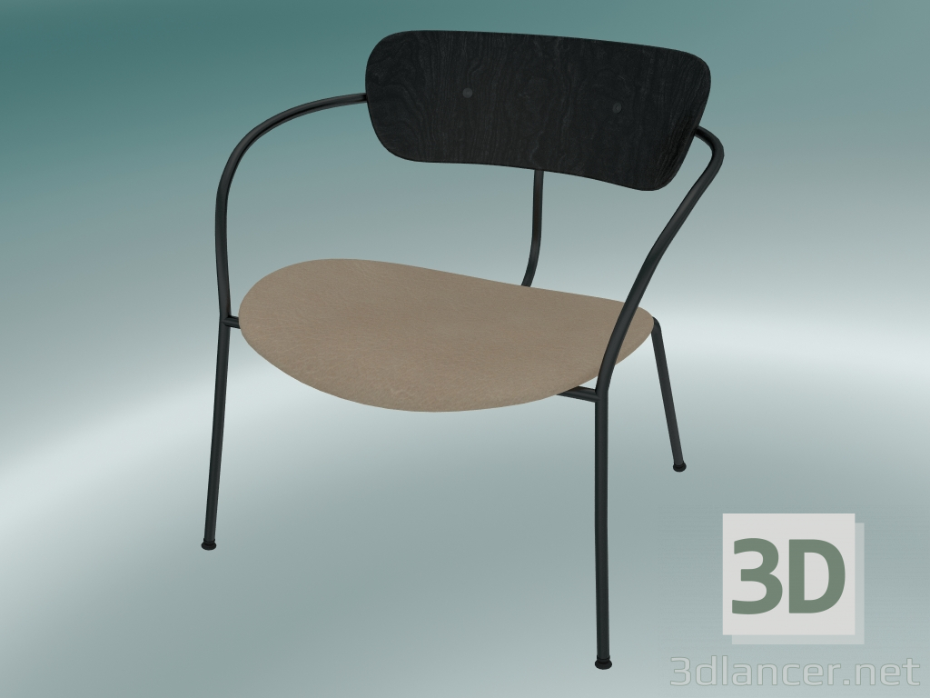 3d model Pabellón de la silla (AV6, H 70cm, 65x69cm, roble teñido negro, cuero - anilina de seda) - vista previa