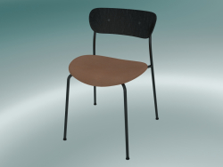 Chair Pavilion (AV3, H 76cm, 50x52.5cm, Rovere tinto nero, Pelle - Seta cognac)