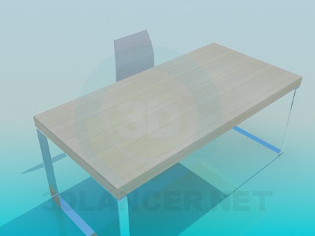 modèle 3D Table et chaise pour le lieu de travail - preview