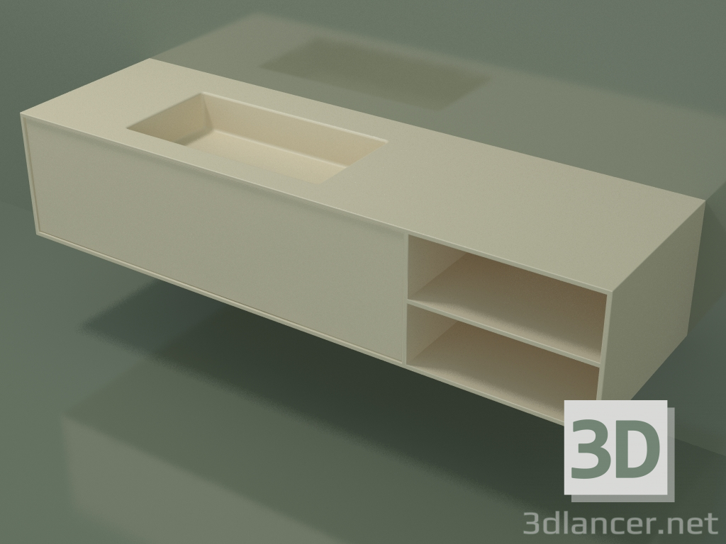 modèle 3D Lavabo avec tiroir et compartiment (06UC924S2, Bone C39, L 168, P 50, H 36 cm) - preview