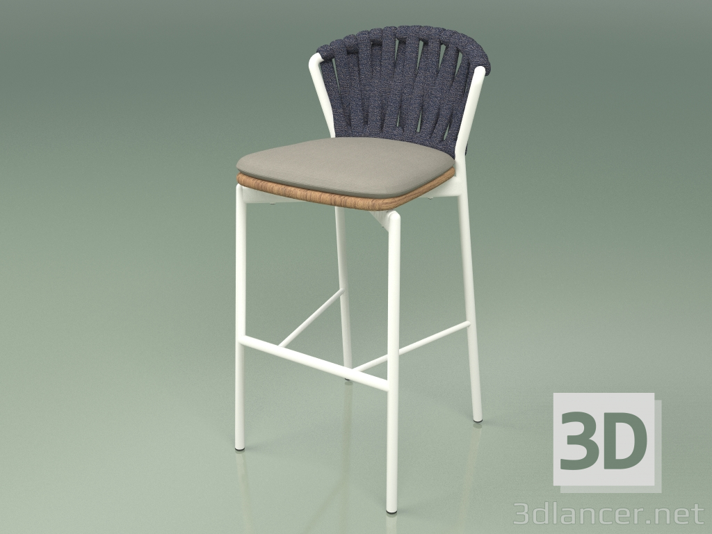 3D Modell Barhocker 250 (Metal Milk, Teak, Gepolsterter Gürtel Grau-Blau) - Vorschau