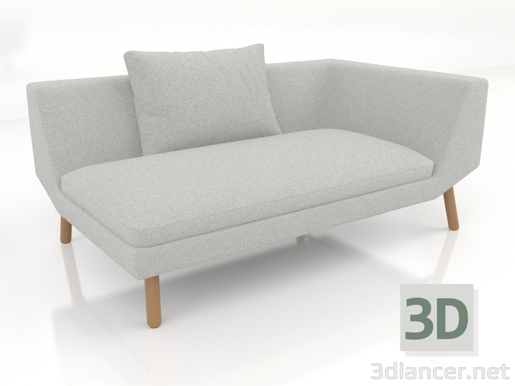 modello 3D Terminale divano modulo 156 con bracciolo a destra (gambe in legno) - anteprima