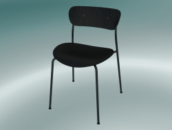Pabellón de la silla (AV3, H 76cm, 50x52.5cm, Roble teñido negro, Cuero - Seda negra)