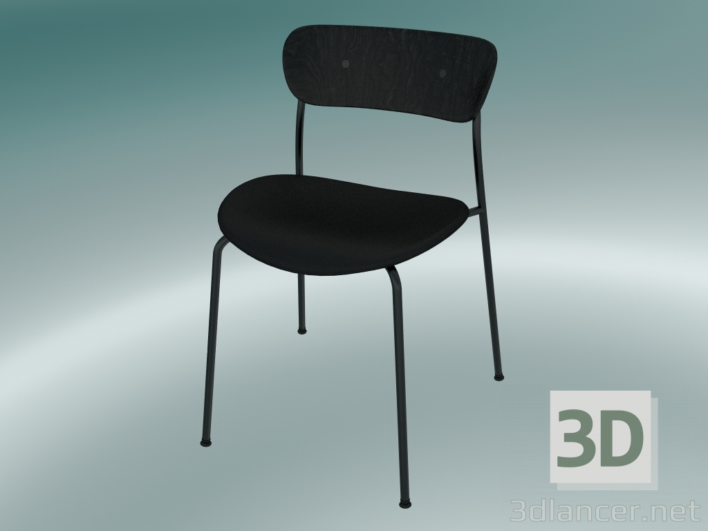 3d model Pabellón de la silla (AV3, H 76cm, 50x52.5cm, Roble teñido negro, Cuero - Seda negra) - vista previa