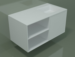 Washbasin with drawer and compartment (06UC534D2, Glacier White C01, L 96, P 50, H 48 cm)