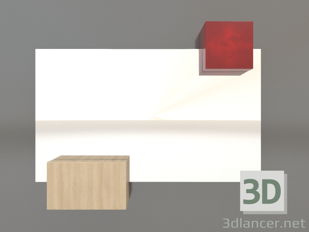 modello 3D Specchio ZL 07 (753х593, legno bianco, rosso) - anteprima