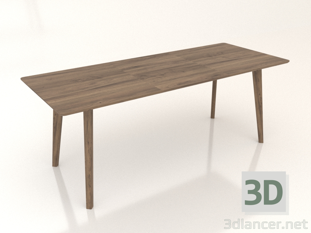 modèle 3D Table à manger nordique (2000x800, noyer) - preview