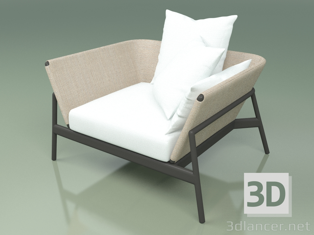 modèle 3D Canapé 001 (Métal Fumé, Batyline Sable) - preview