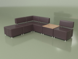 Modular sofa Malta (Set 2, Black2 leather)