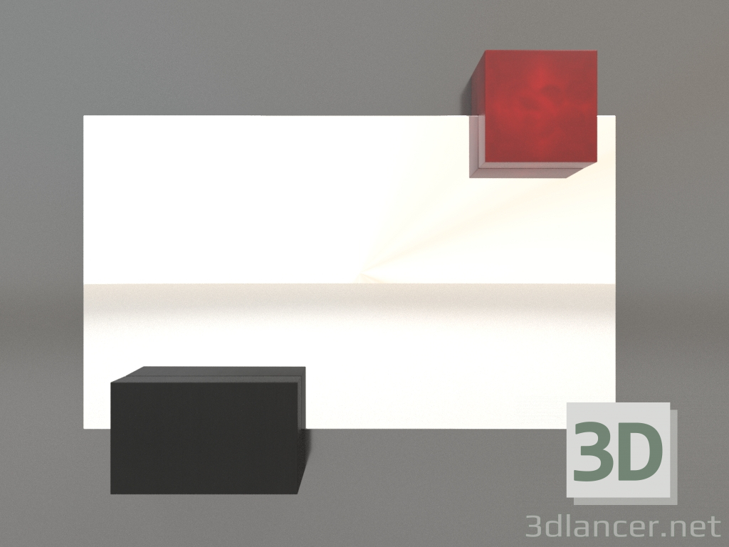 3D modeli Ayna ZL 07 (753х593, ahşap siyah, kırmızı) - önizleme