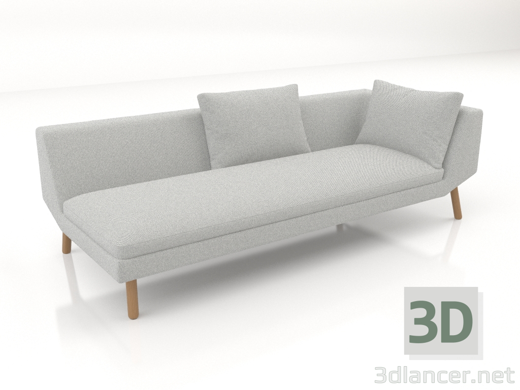 modello 3D Modulo terminale divano 219 con bracciolo a destra (gambe in legno) - anteprima