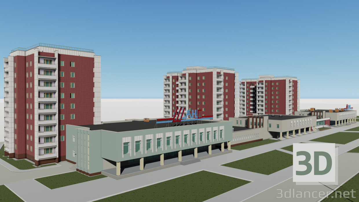 3d Residential complex in Chelyabinsk according to B. Kashirinykh and Sev. Crimean model buy - render