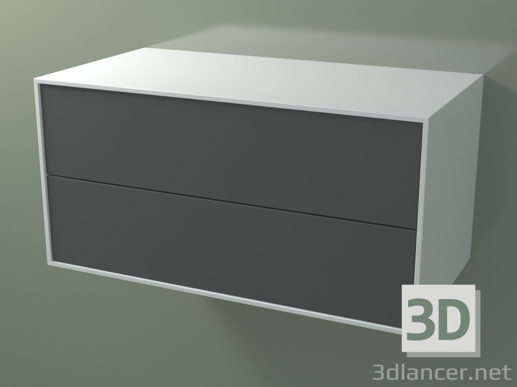 3d model Cajón doble (8AUDCB01, Glacier White C01, HPL P05, L 96, P 50, H 48 cm) - vista previa