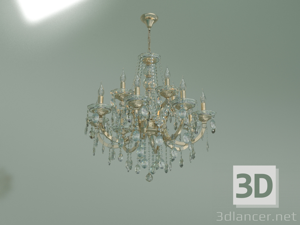 modello 3D Lampadario a sospensione 3449-8+4 (cristallo Strotskis tinto oro) - anteprima