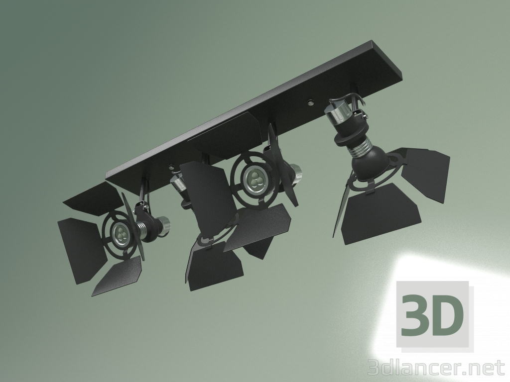 modello 3D Lampada da soffitto Ribalta 4 lampade - anteprima