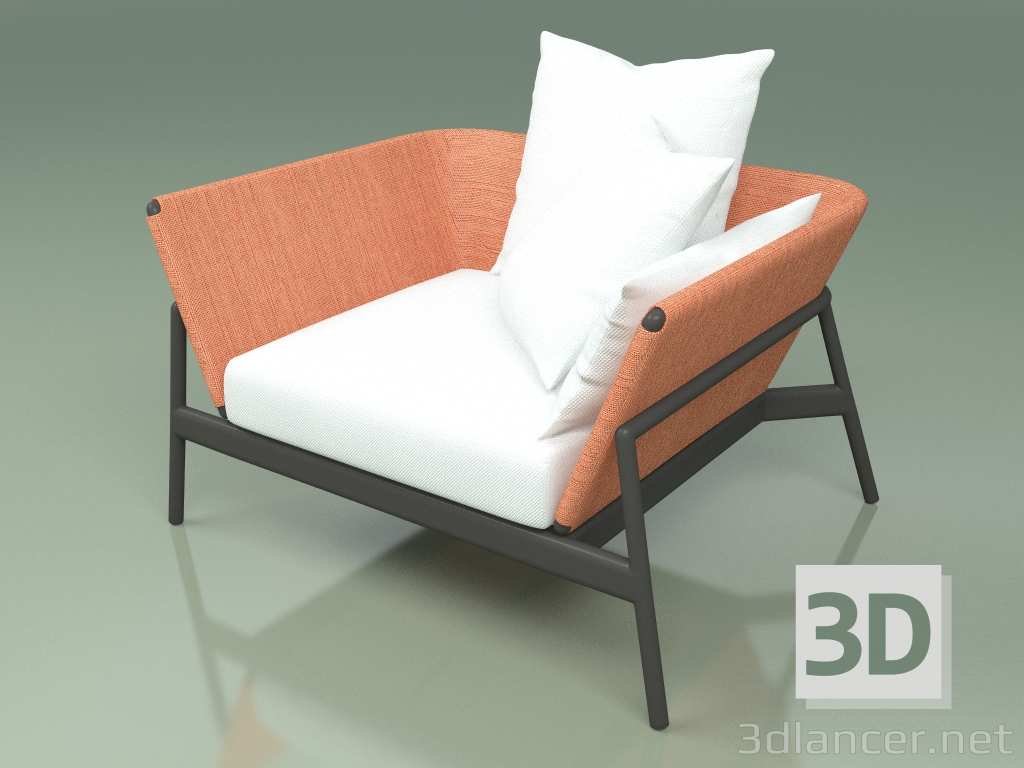 modèle 3D Canapé 001 (Métal Fumé, Batyline Orange) - preview