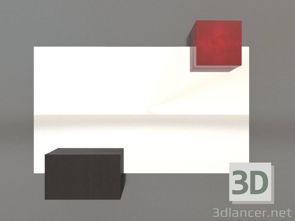 modello 3D Specchio ZL 07 (753x593, legno marrone scuro, rosso) - anteprima