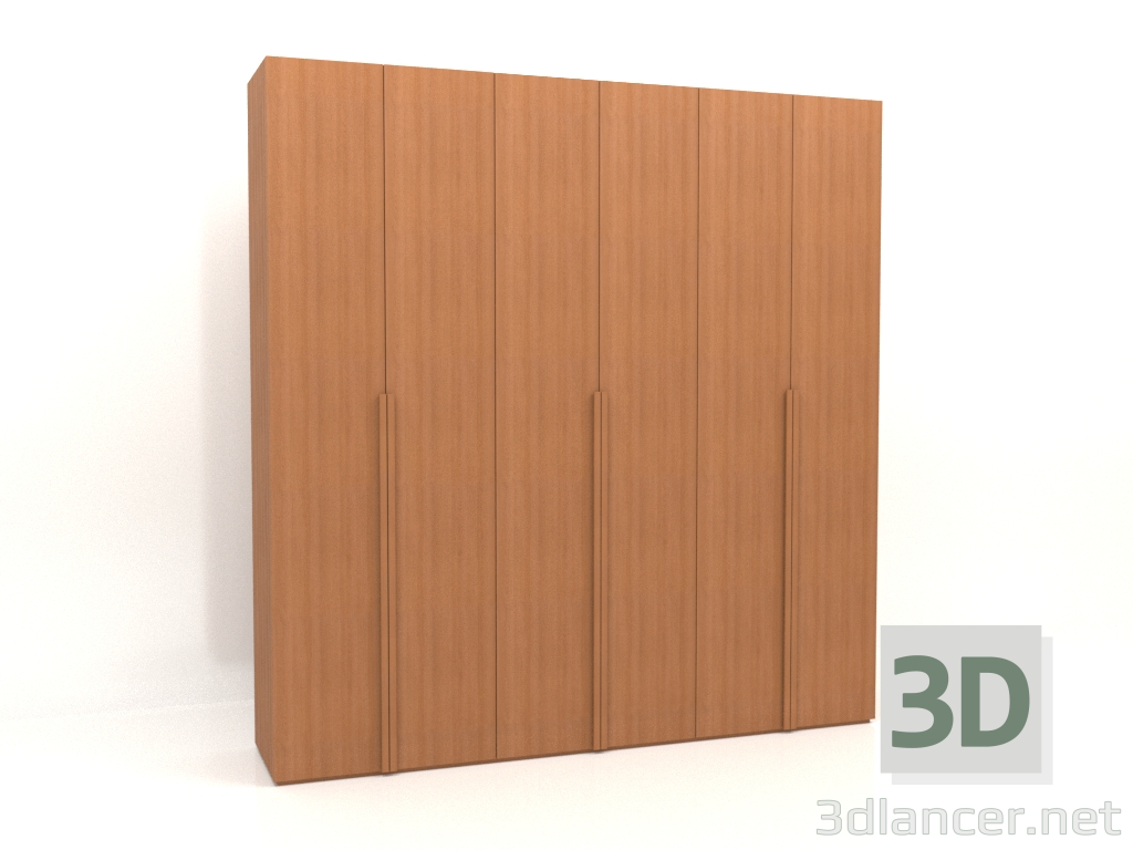 modello 3D Armadio MW 02 legno (2700x600x2800, rosso legno) - anteprima