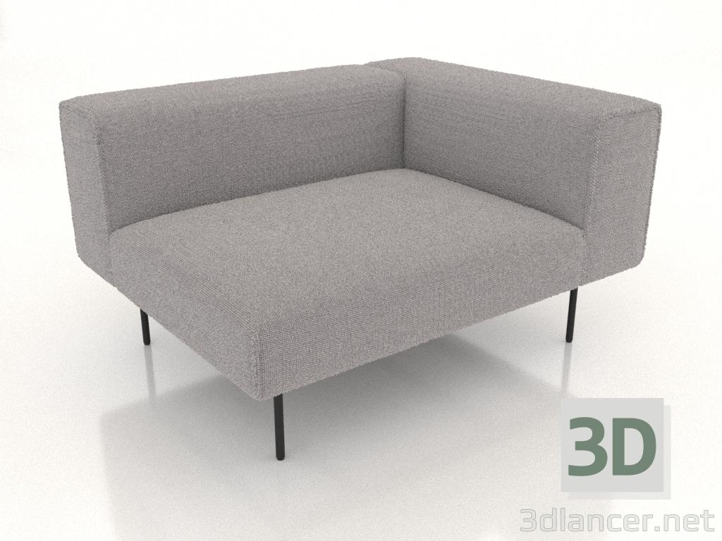 3d model 1-seater sofa module with an armrest on the right - preview