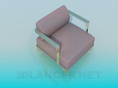 modelo 3D Sillón con brazos metálicos - escuchar modelo 3D Sillón con brazos metálicos - escuchar