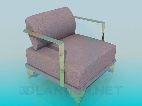modelo 3D Sillón con brazos metálicos - escuchar modelo 3D Sillón con brazos metálicos - escuchar