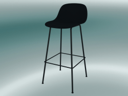 Chaise de bar avec dossier et base en tubes de fibre (H 75 cm, noir)