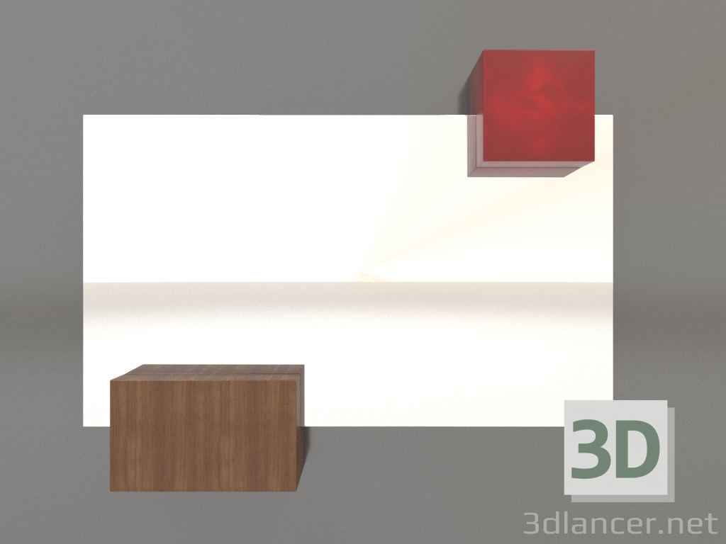 modèle 3D Miroir ZL 07 (753x593, bois brun clair, rouge) - preview