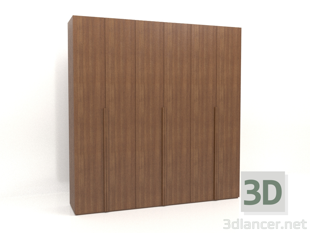 modello 3D Armadio MW 02 legno (2700x600x2800, legno marrone chiaro) - anteprima