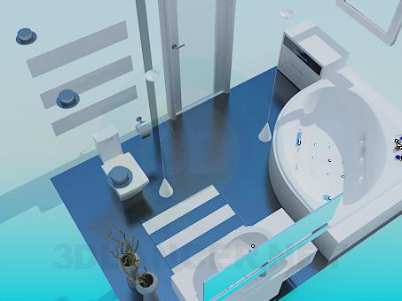 3d модель Ванная комната в голубых тонах – превью 3d модель Ванная комната в голубых тонах – превью