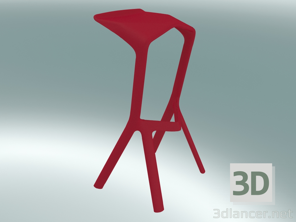 modello 3D Sgabello MIURA (8200-00, rosso traffico) - anteprima