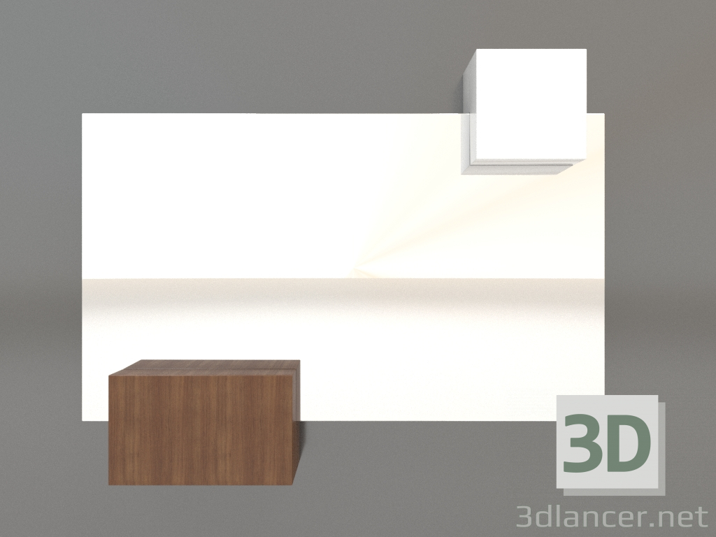 modello 3D Specchio ZL 07 (753х593, legno marrone chiaro, bianco) - anteprima