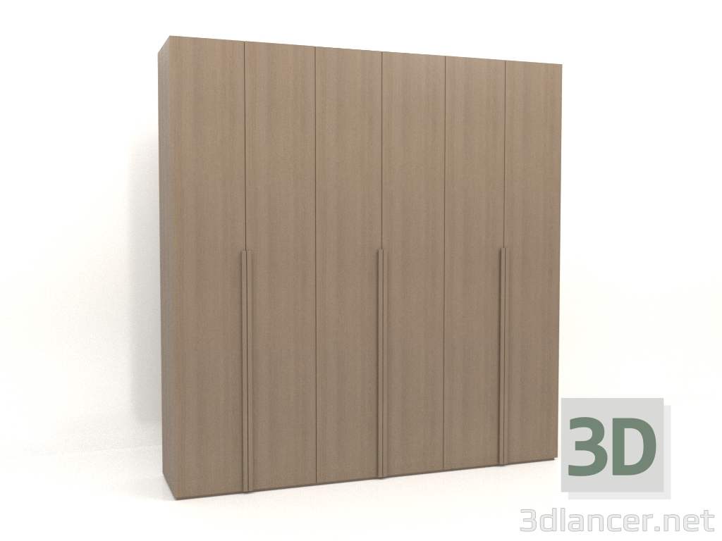 modello 3D Armadio MW 02 legno (2700x600x2800, grigio legno) - anteprima