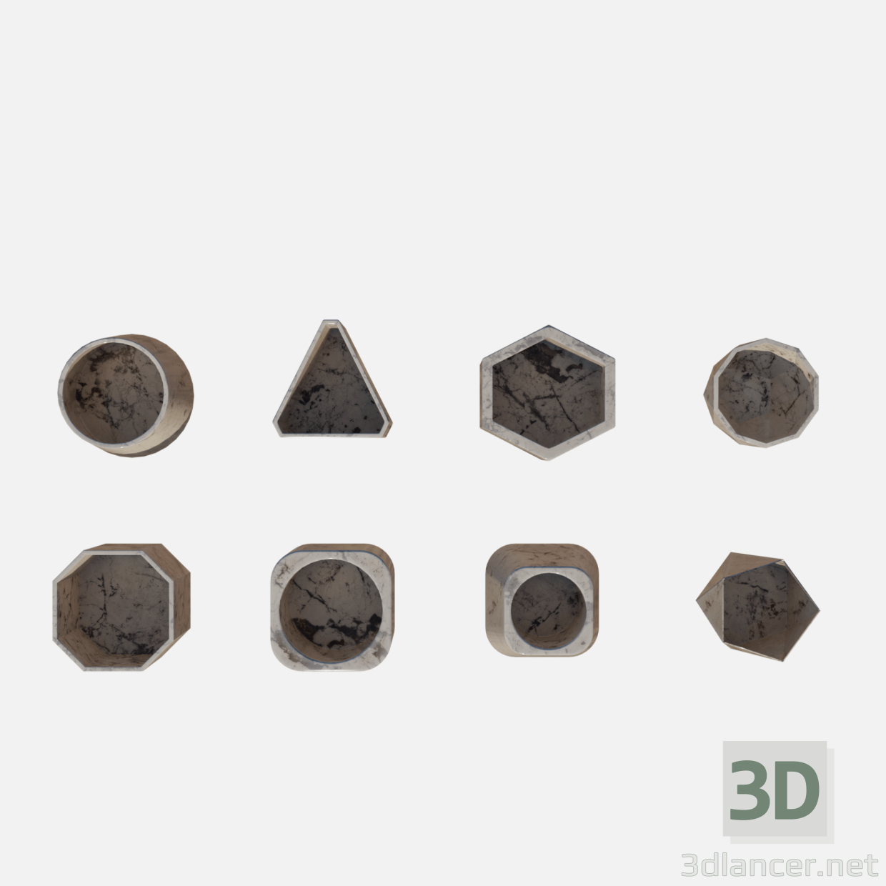 Maceta Cemento Mármol Blanco 3D modelo Compro - render