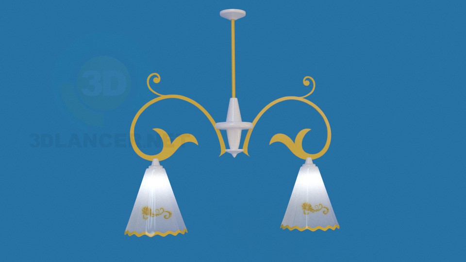 3d model Lámpara de techo de dos - vista previa