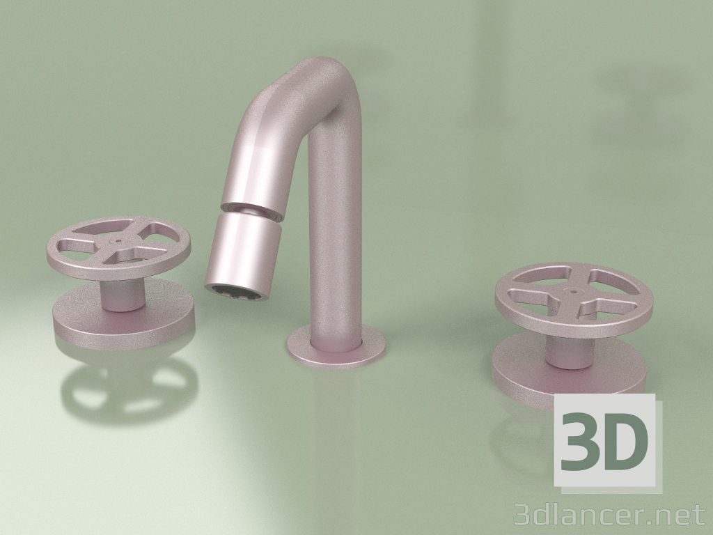 3d model 3-hole bidet mixer with adjustable spout (20 37 V, OR) - preview