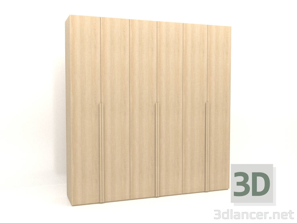 3D Modell Kleiderschrank MW 02 Holz (2700x600x2800, Holz weiß) - Vorschau