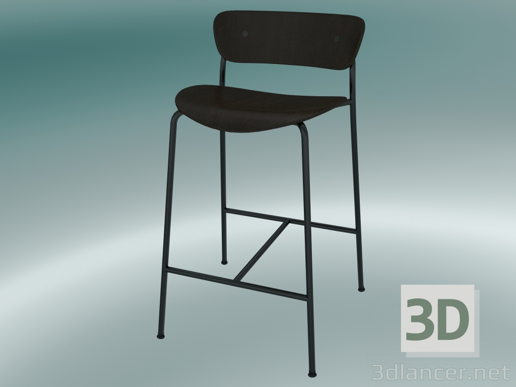 3d model Bar stool Pavilion (AV7, H 85cm, 48х50cm, Walnut) - preview