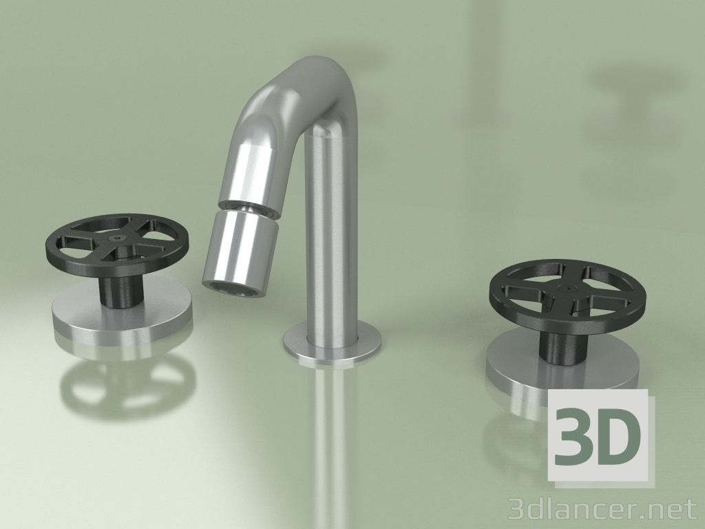 3d model 3-hole bidet mixer with adjustable spout (20 37 V, AS-ON) - preview